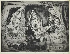 Mary Macqueen, Carnival Clowns I, etching 2/12