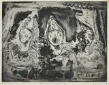 Mary Macqueen, Carnival Clowns I, etching 2/12