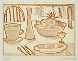 Charles Blackman, Petit Dejeuner, etching bat