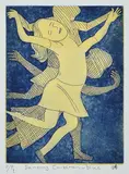 Charles Blackman, Dancing Children - Blue, coloured etching p/p