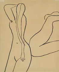 Two Female Nudes by Roger Hilton, charcoal on paper, sold Nov 2015