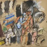 Charles Dufresne, Le Depart, mixed media on paper