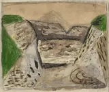 James Cant, Dreamtime Landscape, 1946, crayon, ink and watercolour on paper