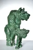 Stephanie Burns, Pasiphae and the Cretan Bull, bronze with green patina