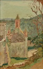 Rupert Bunny, Village Church, France, oil on board