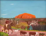James Fardoulys, Sunset on the Rock, 1966, oil on canvas laid on board