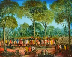 The Trials by Pro Hart, 1989, oil on board, sold Mar 2016