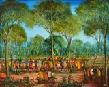 Pro Hart, The Trials, 1989, oil on board