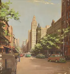 James Northfield, Collins Street, oil on masonite