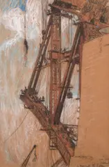 Jessie Traill, The Man with the Ladder (Illustration of Sydney Harbour Bridge), 1929, pastel on paper