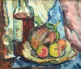 Peggy Crombie, Still Life With Fruit, oil on board