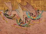 Outriggers Bali by Donald Friend, watercolour, ink and gold leaf on paper, sold Mar 2016