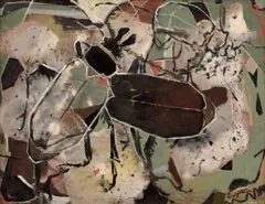 Two Beetles by Clifton Pugh, 1957, oil on board, sold Mar 2016