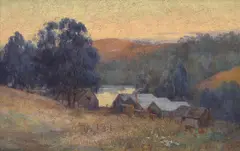 Clara Southern, Evening, Warrandyte, oil on canvas on board