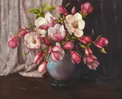Evelyn Baxter, Still Life with Orchids, oil on canvas