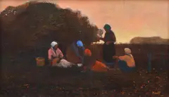 Margaret Benoit, Ladies in the Field, oil on board