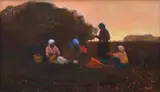 Margaret Benoit, Ladies in the Field, oil on board