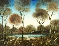 Waterbird by Pro Hart, oil on board, sold Mar 2016