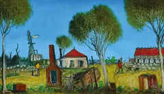 Shearing Time in the Outback by Pro Hart, oil on board, sold Mar 2016