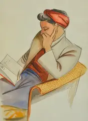 Frank Hinder, Study (The Reader), 1942, watercolour, pencil, and ink on paper