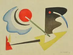 Frank Hinder, Red Centre, 1939, watercolour and pencil on paper