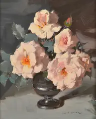 Alan D. Baker, Roses in a Vase, oil on board