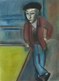 Robert Dickerson, Man with Drink, pastel and charcoal on paper