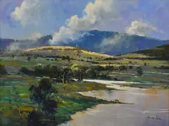 Landscape by Herman Pekel, oil on board, sold Dec 2015