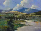 Herman Pekel, Landscape, oil on board