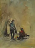 Room for Y' Billy, Mate! by Hugh Sawrey, c.1965, oil on board, sold Dec 2015