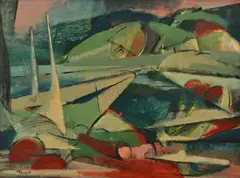 Alan Warren, Sailing Boats, Beaumaris, 1956, oil on board