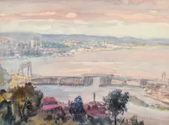 Cyril Lander, Perth at Evening, watercolour