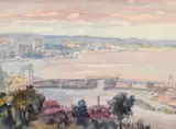Cyril Lander, Perth at Evening, watercolour