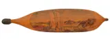 Central Australian Landscape by Albert Namatjira, woomera hand-painted in watercolour and pencil, varnish and Kangaroo sinew and peg, sold Dec 2015