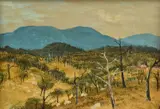 Landscape with Sheep by Ray Crooke, oil on board, sold Dec 2015