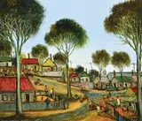 Mining Town Kids, Go-carts by Pro Hart, oil on board, sold Sep 2015