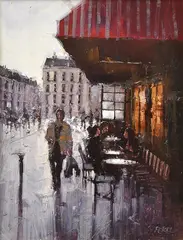 Herman Pekel, Red Awning, oil on board