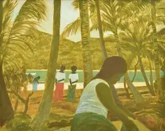 Islanders at Work by Ray Crooke, c.1989, oil on canvas, sold Sep 2015