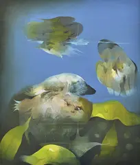 Bimal Das Gupta, Symphony, 1980, oil on canvas