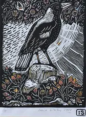 Bird by Irena Sibley, 1988, linocut 1/10, sold Aug 2015
