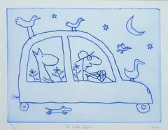Michael Leunig, The Golden Chariot, 1995, etching 51/65