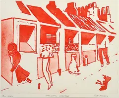 Paddington Charades (Red) by Charles Blackman, colour etching BAT, sold Aug 2015