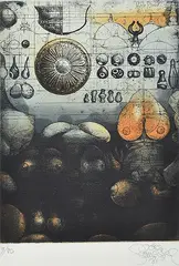 Topless In Rhodes by Jörg Schmeisser, 1981, coloured etching 19/80, sold Aug 2015