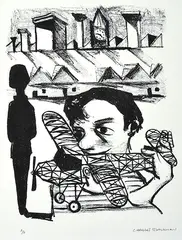 Model Airplane by Charles Blackman, lithograph A/P, sold Aug 2015