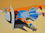 Fallen Schoolgirl by Charles Blackman, 1975, screenprint 71/75, sold Aug 2015