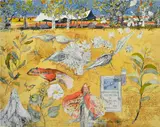 John Wolseley, The Camp of the Splitter and Lumpers, hand-coloured lithograph in seven colours