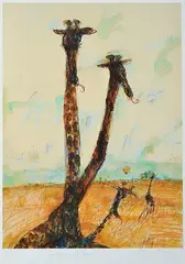 John Olsen, Giraffes of Mt Kenya, 2010, offset lithograph 46/65