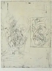 Untitled (Self Portrait) by Mike Parr, 1992, etching 39/60, sold Aug 2015