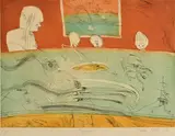John Olsen, Lucio's, 2003, coloured etching C/P