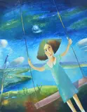 Melissa Egan, Girl on a Swing, lithograph 39/50